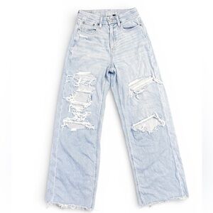American Eagle Curvy Super High Rise Baggy Wide Leg Jeans Size 2 Long